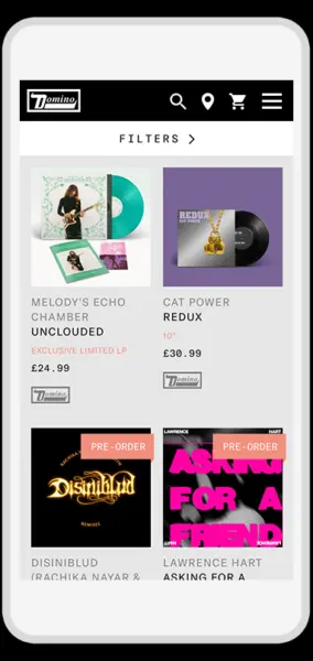 Domino Records website release mobile page design