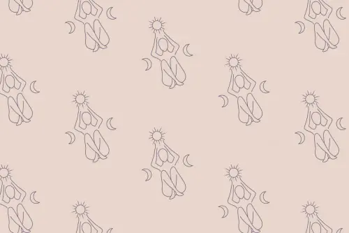 Beige and purple pattern design and brand identity for Planet Mama