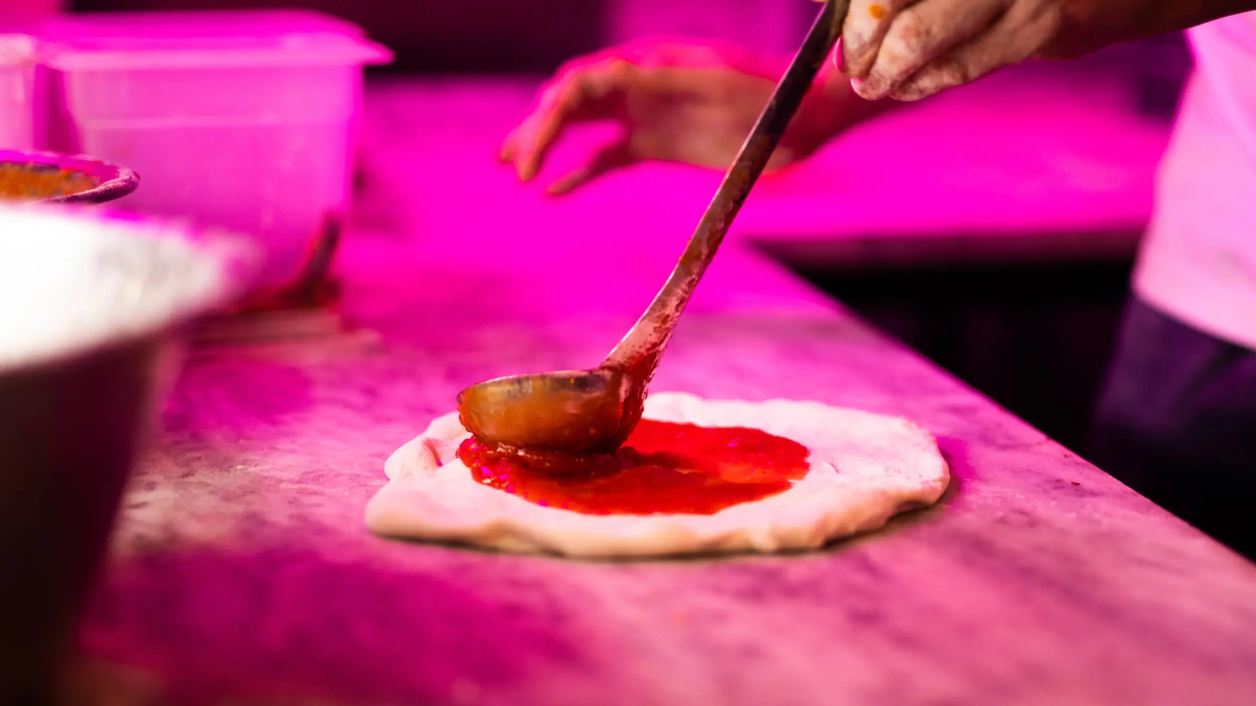 Sleazy Pizza restaurant preparation in East London