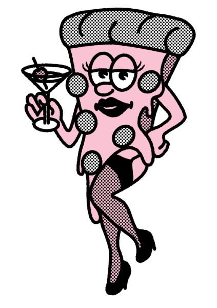 Sleazy Pizza mascot design, logo design and brand identity design for Sleazy Pizza restaurant in East London