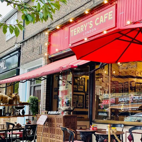 Signage, brand identity and logo design for Terry's Cafe in South London