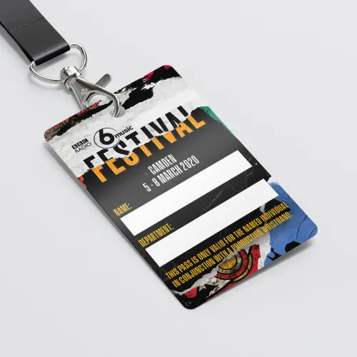Artist Press pass and Lanyard design for BBC 6 Music Festival