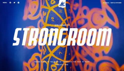 Website design for Strongroom Studios in Shoreditch East London