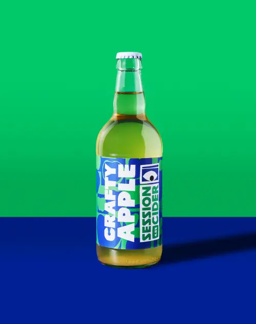 Logo and brand identity design for Crafty Apple cider bottle labels
