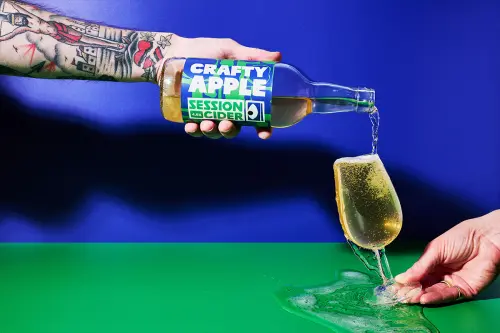 Brand identity and logo design for Crafty Apple cider bottle labels