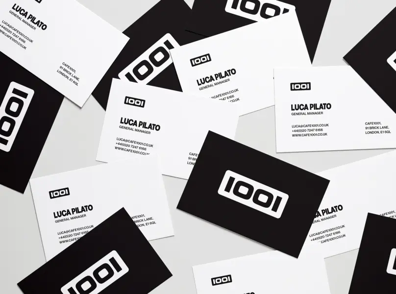 cafe 1001 custom business card brand identity design