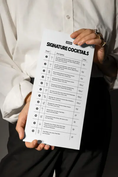 East London cafe 1001 custom menu card brand identity design