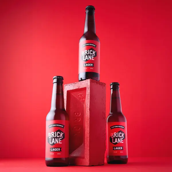 Brand identity and graphic design for Brick Lane Beer bottles.