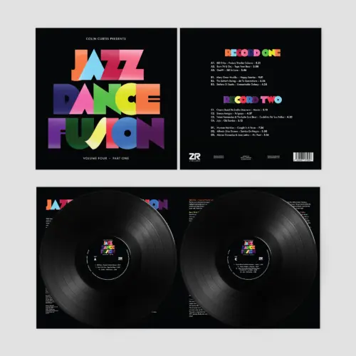 Colourful vinyl album cover artwork design for Jazz Dance Fusion Volume 4