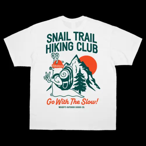 T-shirt merch design for Woody's Goods - Snail Trail Hiking Club