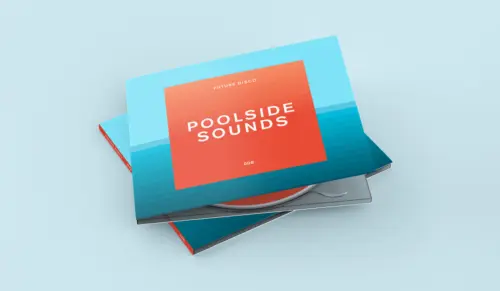 Minimal summer inspired CD album cover artwork for Poolside Sounds digipak