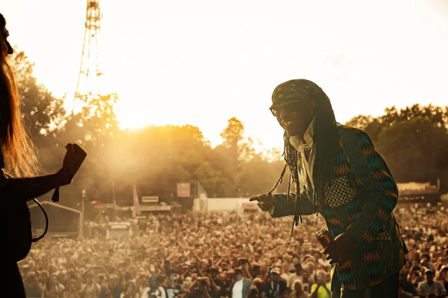 Nile Rogers performing at Love Motion Festival