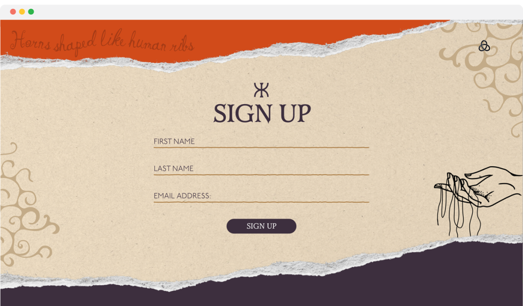 A B Hamilton website design sign up