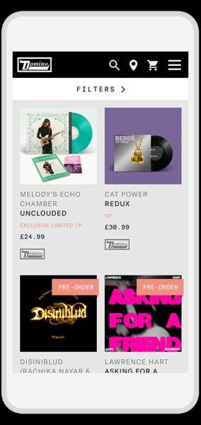 Domino Records website release mobile page design