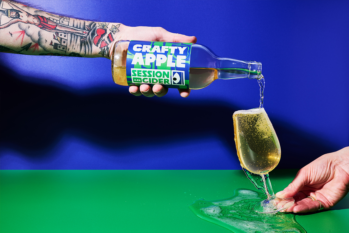 Brand identity and logo design for Crafty Apple cider bottle labels