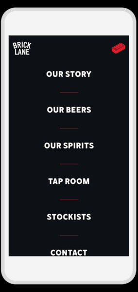 Brick Lane Beer Mobile website menu designs