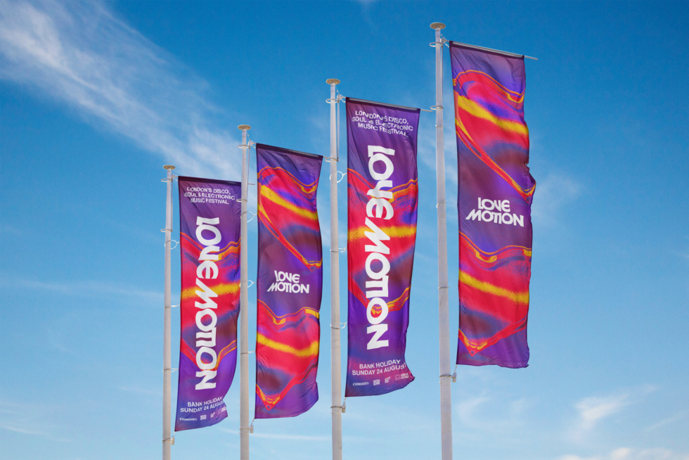 Design of festival flags for Love Motion Festival