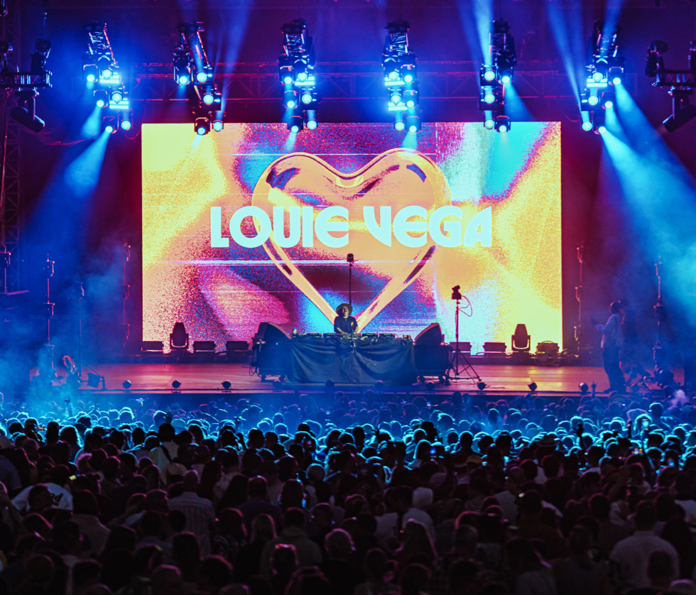 Artist stage visual design for Louie Vega at Love Motion Festival