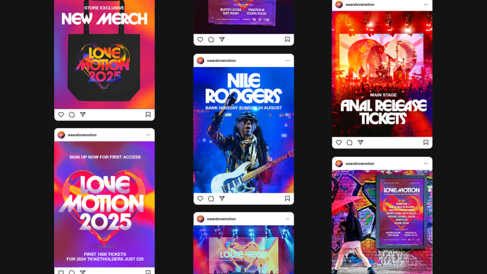 Instagram social media template design for Love Motion Festival