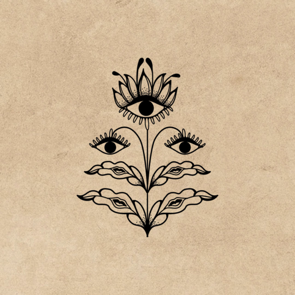 A.B. Hamilton flower character illustration