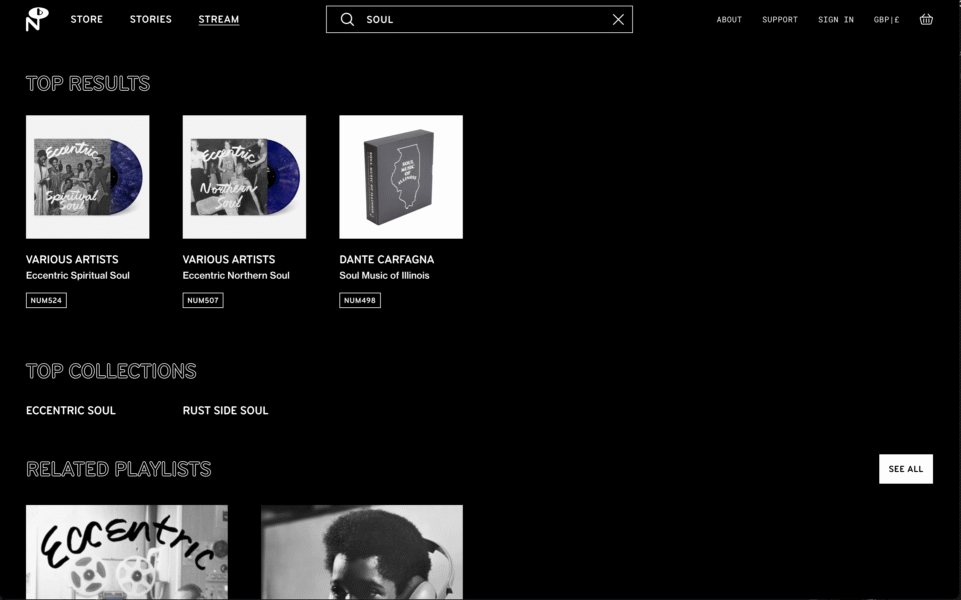 Numero Group Search Results Page website design